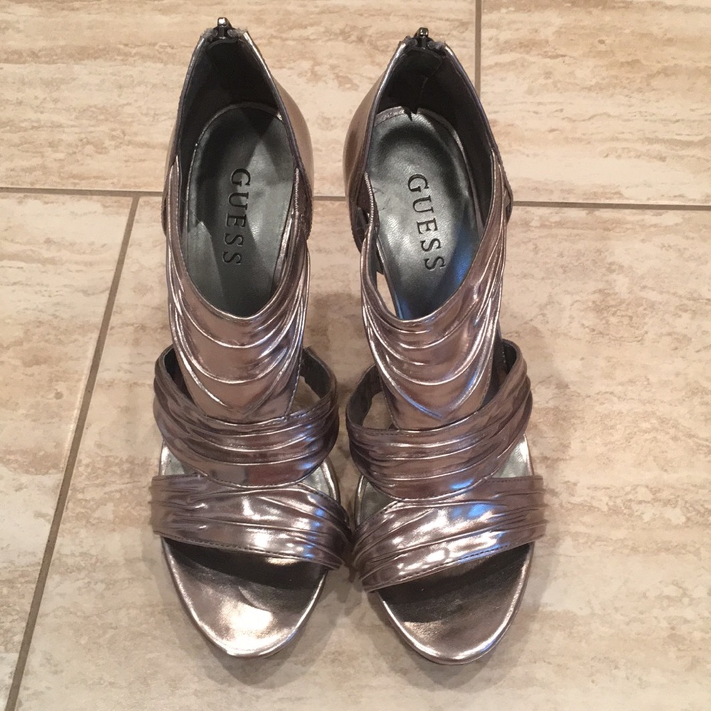 GUESS Silver Platform Shoes Sz 8